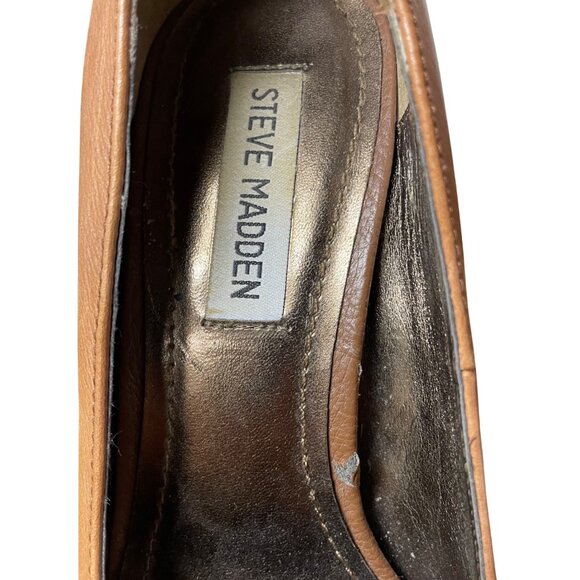 Steve Madden Darrina Leather Platform Stiletto Heels Brown Sz 8.5 Pointed Toe - Picture 3 of 8
